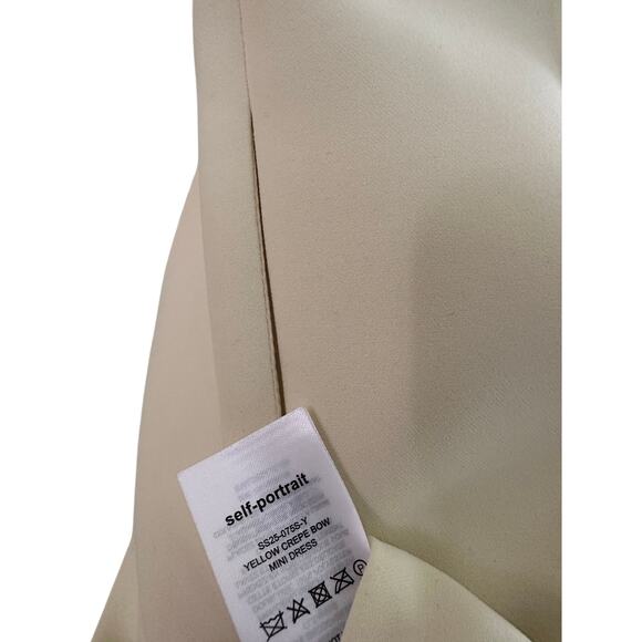 Self-Portrait Crepe Bow Mini Dress Yellow Embellished US 2 - Picture 9 of 16